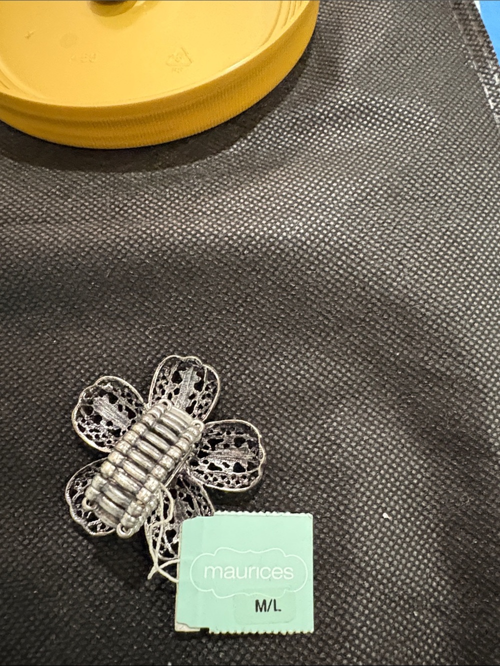 Maurices Black and Silver Floral Crystal Hair Clip - Picture 3 of 9